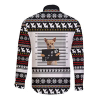 Chihuahua Personal Stalker Christmas Long Sleeve Button Shirt Xmas Holiday Patterns - Wonder Print Shop