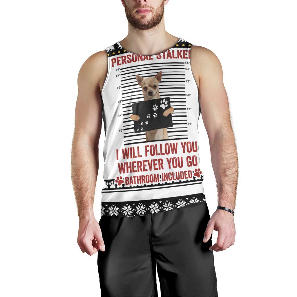 Chihuahua Personal Stalker Christmas Men Tank Top Xmas Holiday Patterns - Wonder Print Shop