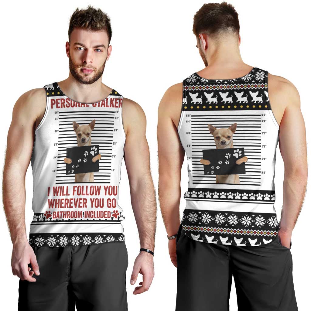 Chihuahua Personal Stalker Christmas Men Tank Top Xmas Holiday Patterns - Wonder Print Shop