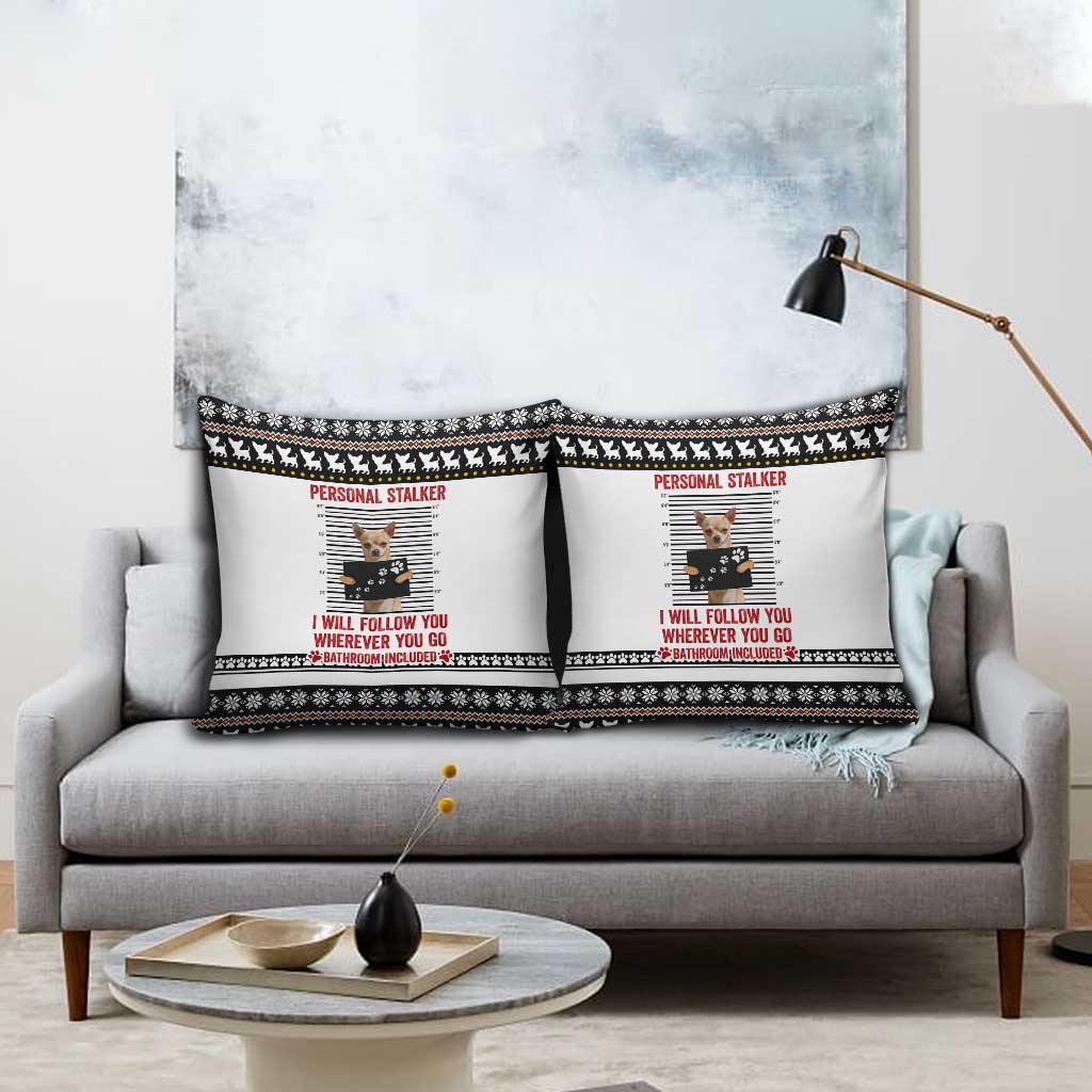 Chihuahua Personal Stalker Christmas Pillow Cover Xmas Holiday Patterns - Wonder Print Shop