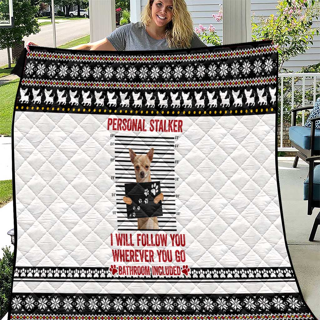 Chihuahua Personal Stalker Christmas Quilt Xmas Holiday Patterns - Wonder Print Shop
