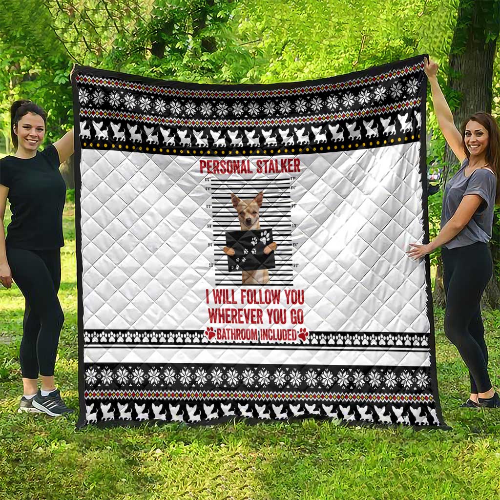 Chihuahua Personal Stalker Christmas Quilt Xmas Holiday Patterns - Wonder Print Shop