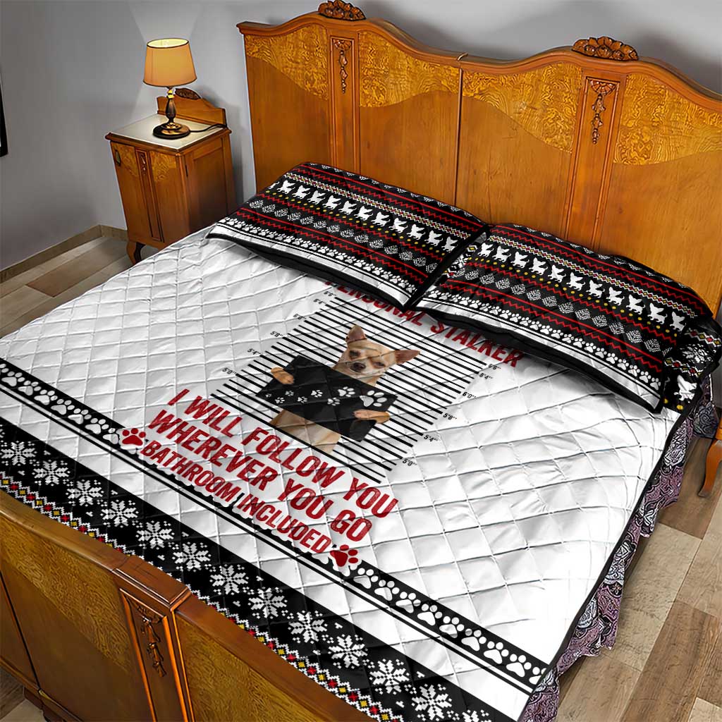 Chihuahua Personal Stalker Christmas Quilt Bed Set Xmas Holiday Patterns - Wonder Print Shop