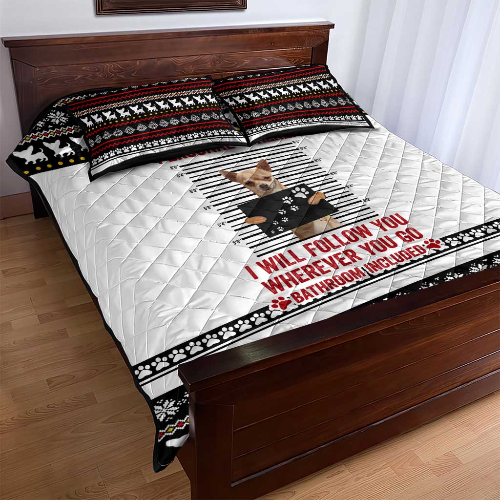 Chihuahua Personal Stalker Christmas Quilt Bed Set Xmas Holiday Patterns - Wonder Print Shop