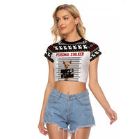 Chihuahua Personal Stalker Christmas Raglan Cropped T Shirt Xmas Holiday Patterns - Wonder Print Shop