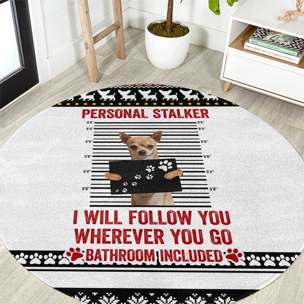 Chihuahua Personal Stalker Christmas Round Carpet Xmas Holiday Patterns - Wonder Print Shop