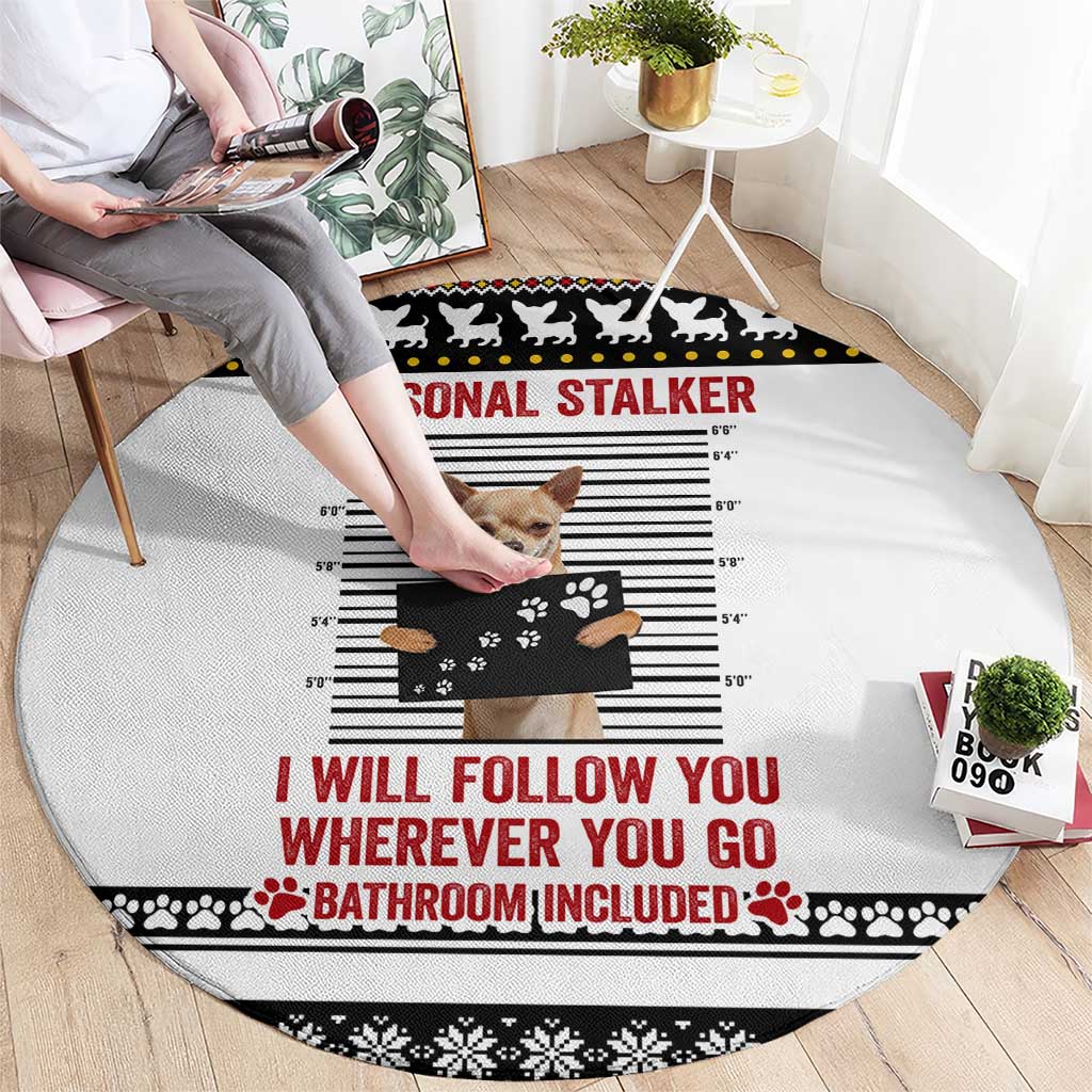 Chihuahua Personal Stalker Christmas Round Carpet Xmas Holiday Patterns - Wonder Print Shop