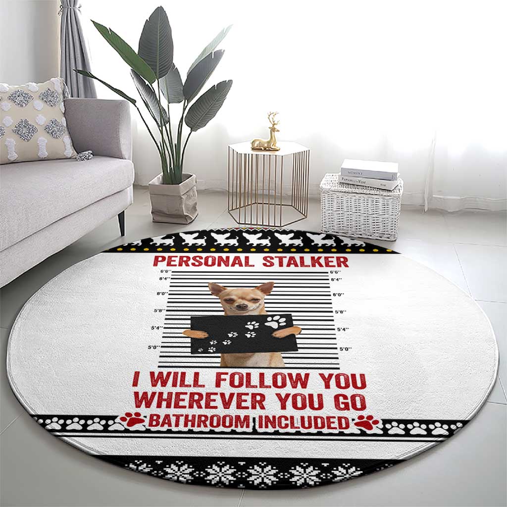 Chihuahua Personal Stalker Christmas Round Carpet Xmas Holiday Patterns - Wonder Print Shop