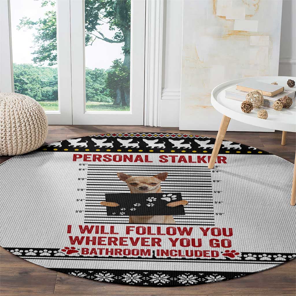 Chihuahua Personal Stalker Christmas Round Carpet Xmas Holiday Patterns - Wonder Print Shop