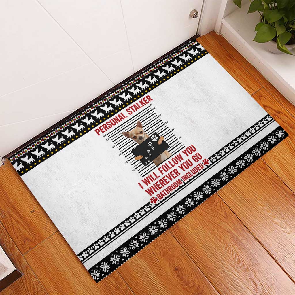 Chihuahua Personal Stalker Christmas Rubber Doormat Xmas Holiday Patterns - Wonder Print Shop