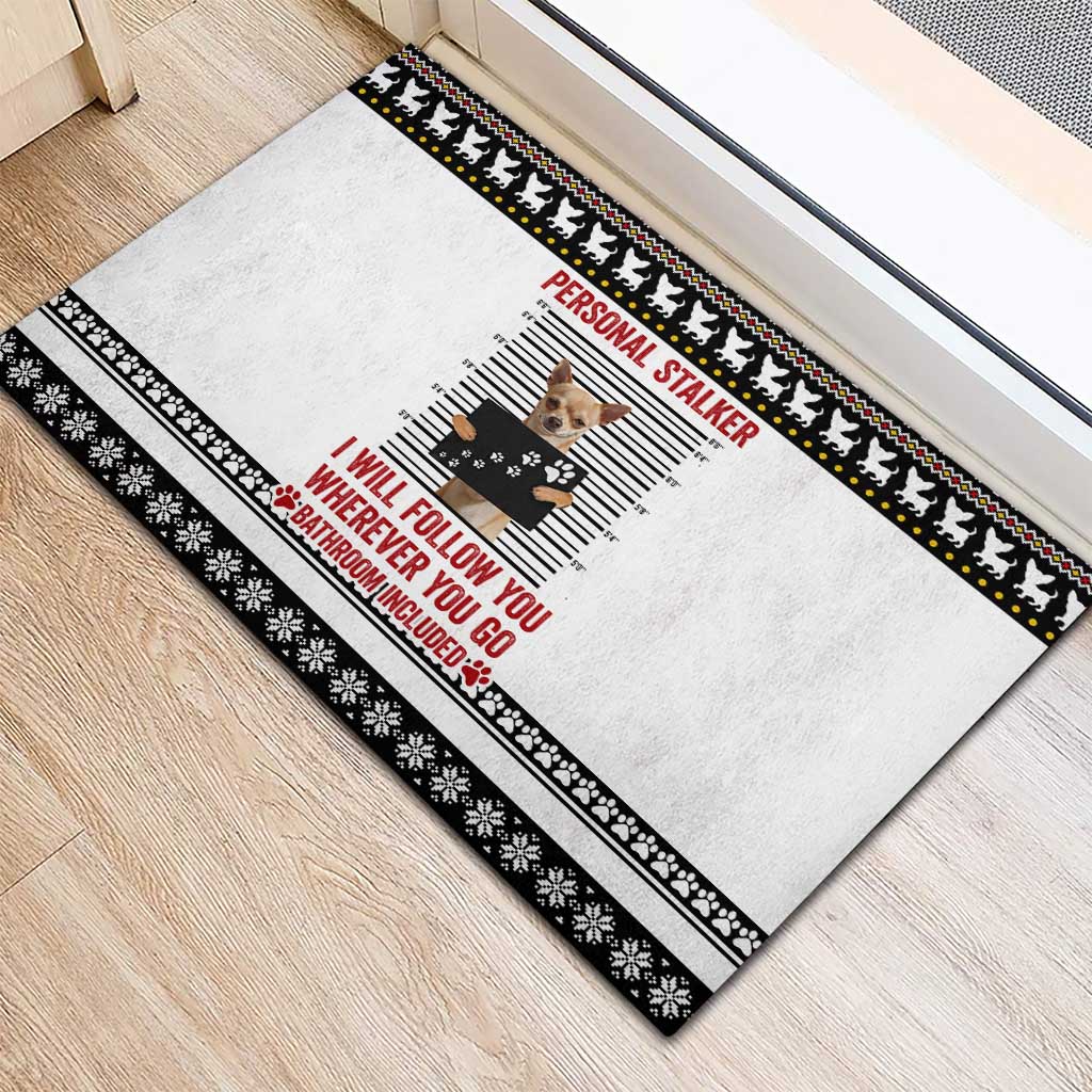 Chihuahua Personal Stalker Christmas Rubber Doormat Xmas Holiday Patterns - Wonder Print Shop