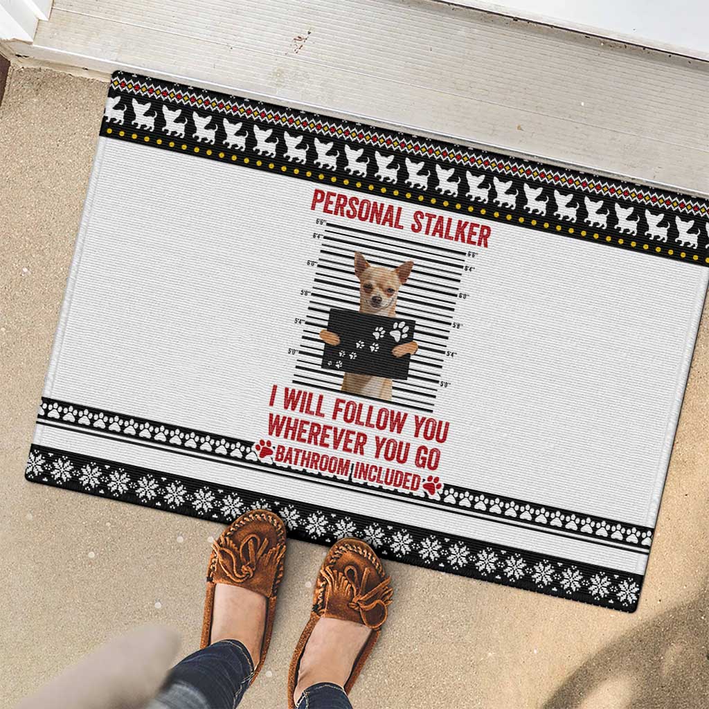 Chihuahua Personal Stalker Christmas Rubber Doormat Xmas Holiday Patterns - Wonder Print Shop