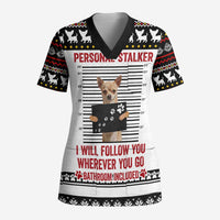 Chihuahua Personal Stalker Christmas Scrub Top Xmas Holiday Patterns - Wonder Print Shop