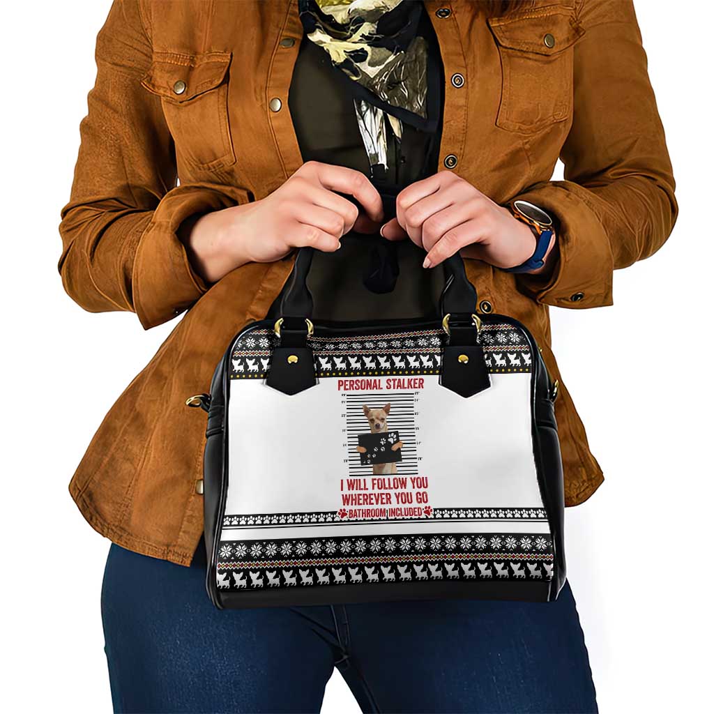Chihuahua Personal Stalker Christmas Shoulder Handbag Xmas Holiday Patterns - Wonder Print Shop