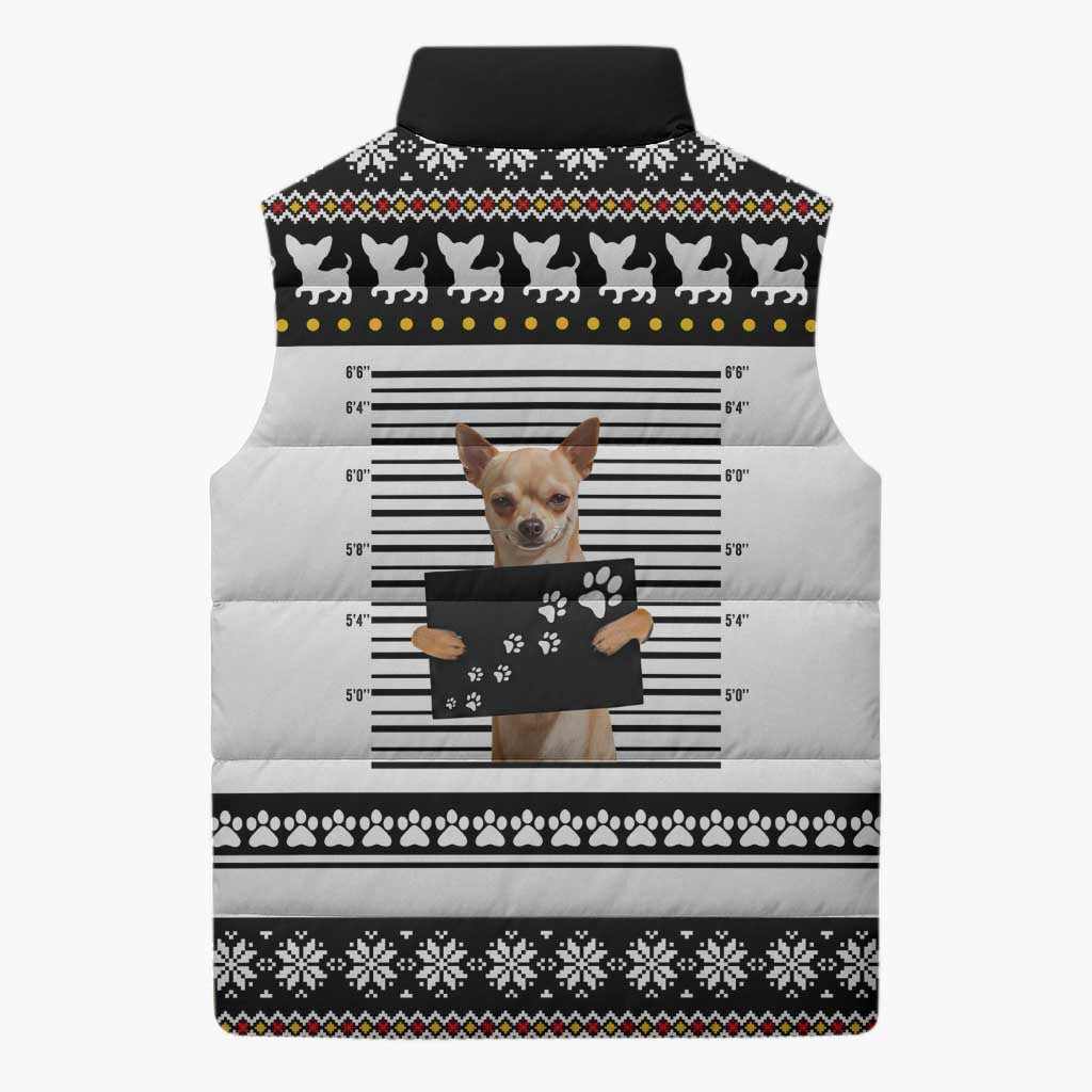 Chihuahua Personal Stalker Christmas Sleeveless Puffer Jacket Xmas Holiday Patterns - Wonder Print Shop