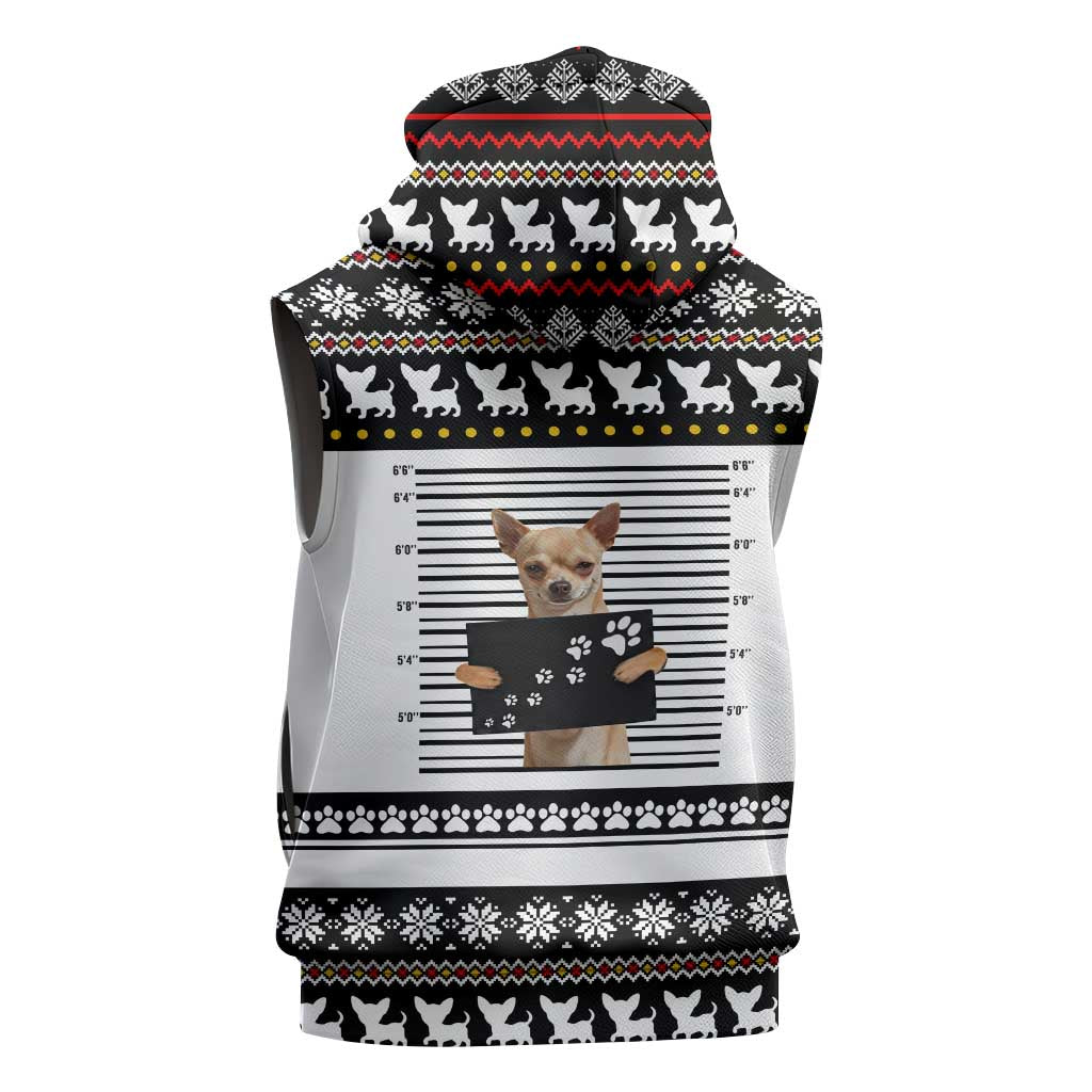 Chihuahua Personal Stalker Christmas Sleeveless Zip Hoodie Xmas Holiday Patterns - Wonder Print Shop