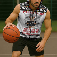 Chihuahua Personal Stalker Christmas Sleeveless Zip Hoodie Xmas Holiday Patterns - Wonder Print Shop