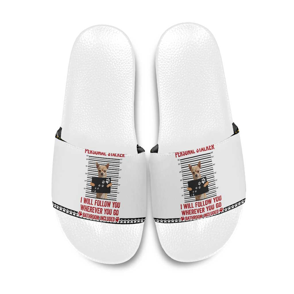 Chihuahua Personal Stalker Christmas Slide Sandals Xmas Holiday Patterns - Wonder Print Shop