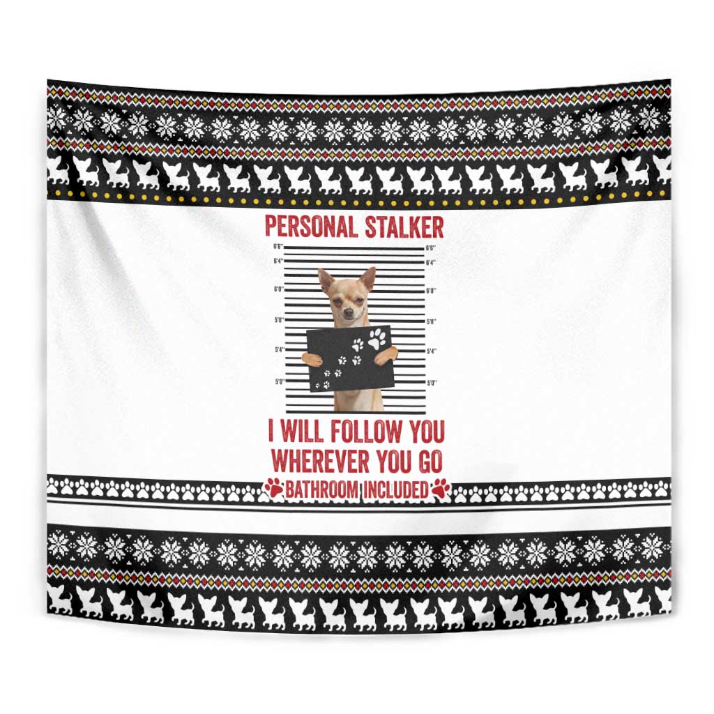 Chihuahua Personal Stalker Christmas Tapestry Xmas Holiday Patterns - Wonder Print Shop