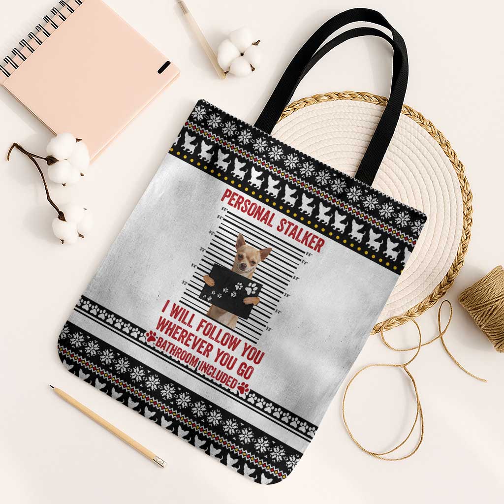 Chihuahua Personal Stalker Christmas Tote Bag Xmas Holiday Patterns - Wonder Print Shop