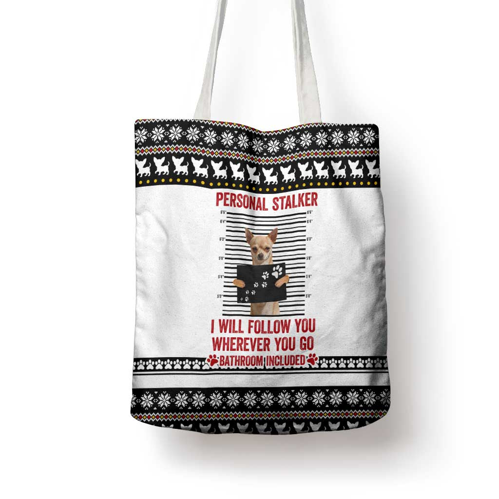 Chihuahua Personal Stalker Christmas Tote Bag Xmas Holiday Patterns - Wonder Print Shop