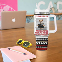 Chihuahua Personal Stalker Christmas Tumbler With Handle Xmas Holiday Patterns - Wonder Print Shop