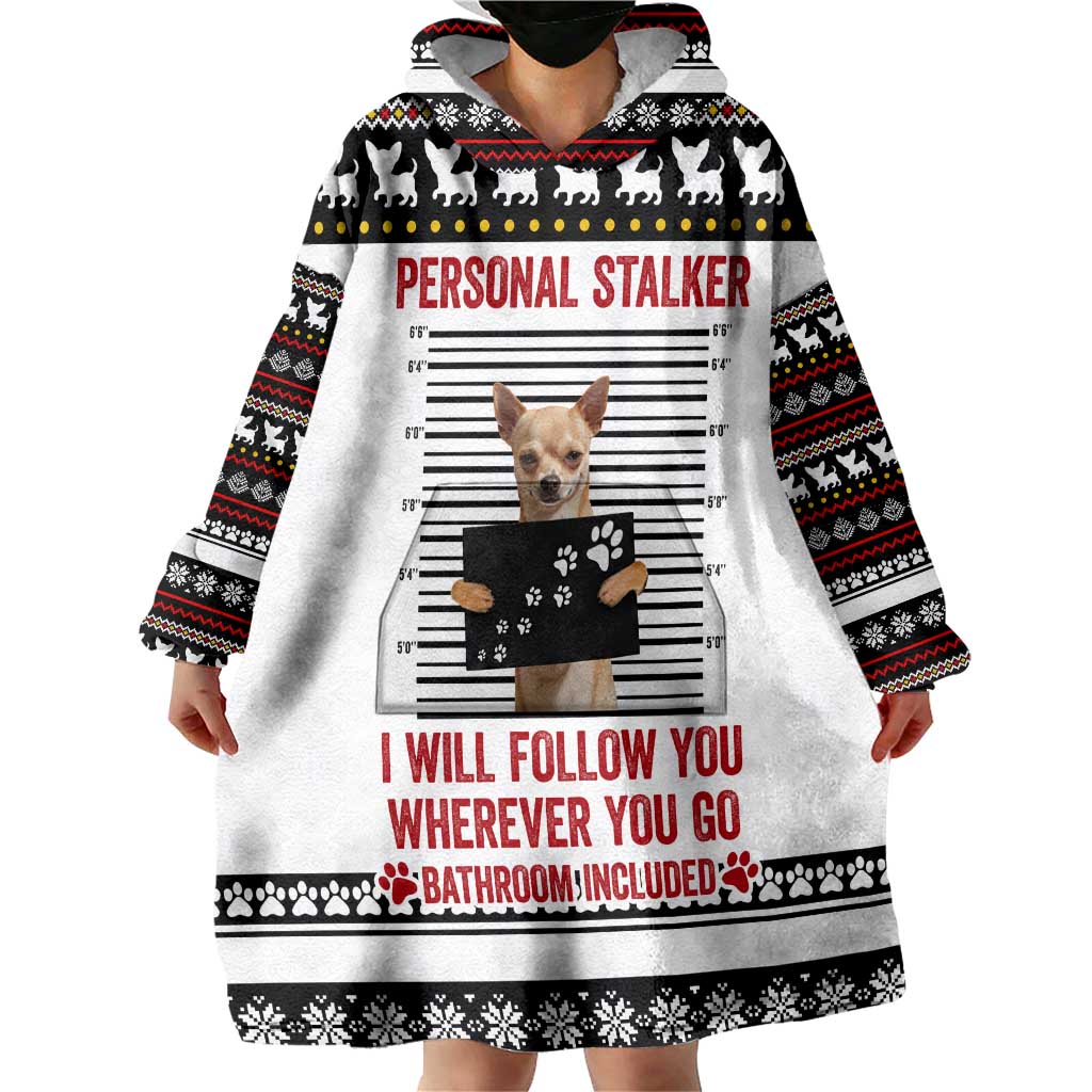 Chihuahua Personal Stalker Christmas Wearable Blanket Hoodie Xmas Holiday Patterns - Wonder Print Shop