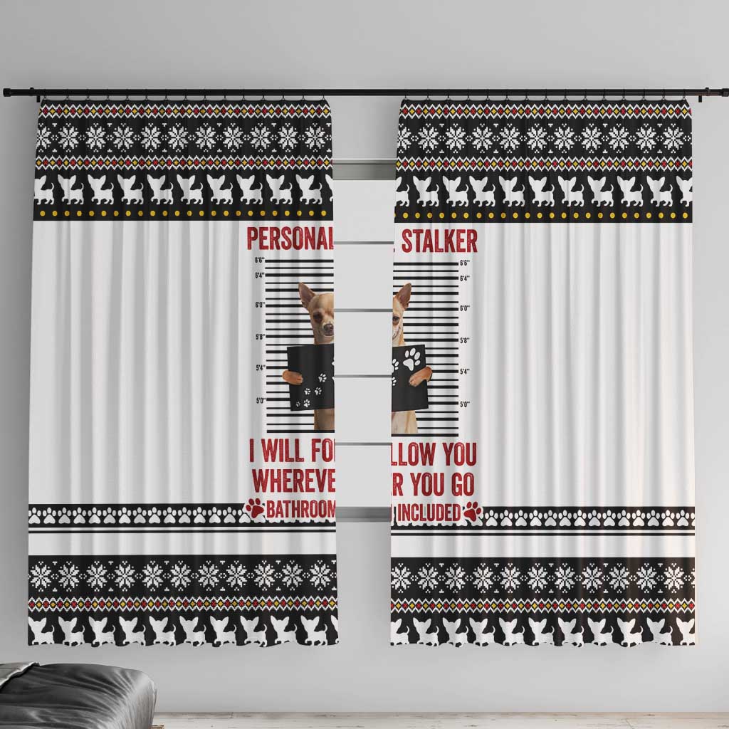 Chihuahua Personal Stalker Christmas Window Curtain Xmas Holiday Patterns - Wonder Print Shop