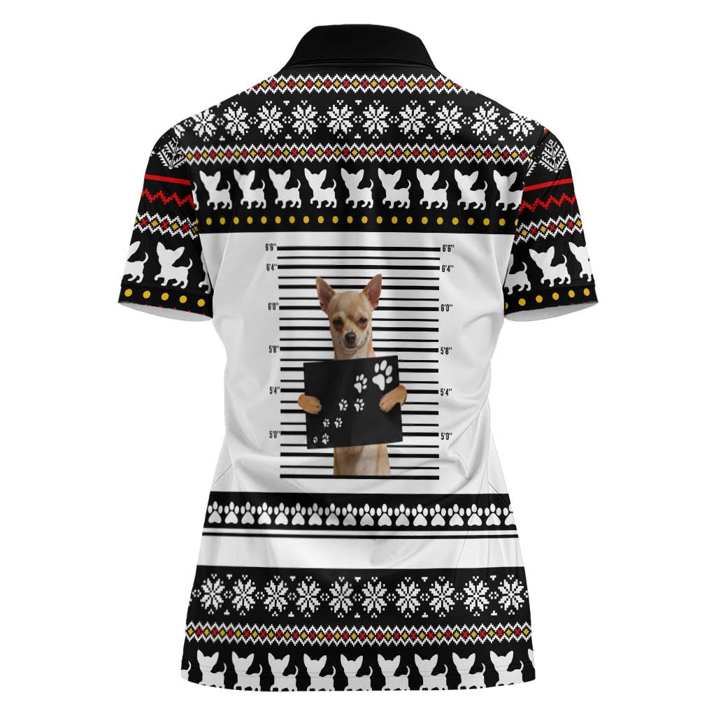 Chihuahua Personal Stalker Christmas Women Polo Shirt Xmas Holiday Patterns - Wonder Print Shop