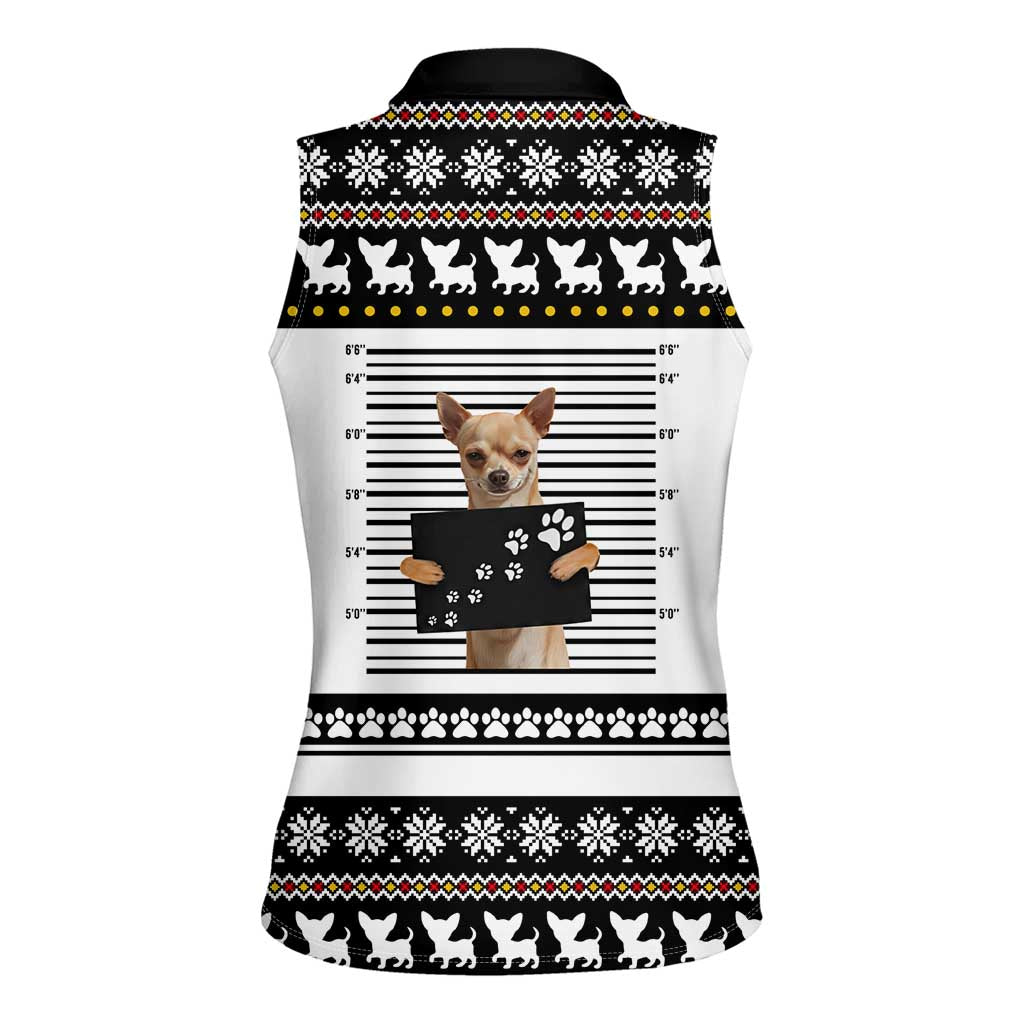 Chihuahua Personal Stalker Christmas Women Sleeveless Polo Shirt Xmas Holiday Patterns - Wonder Print Shop