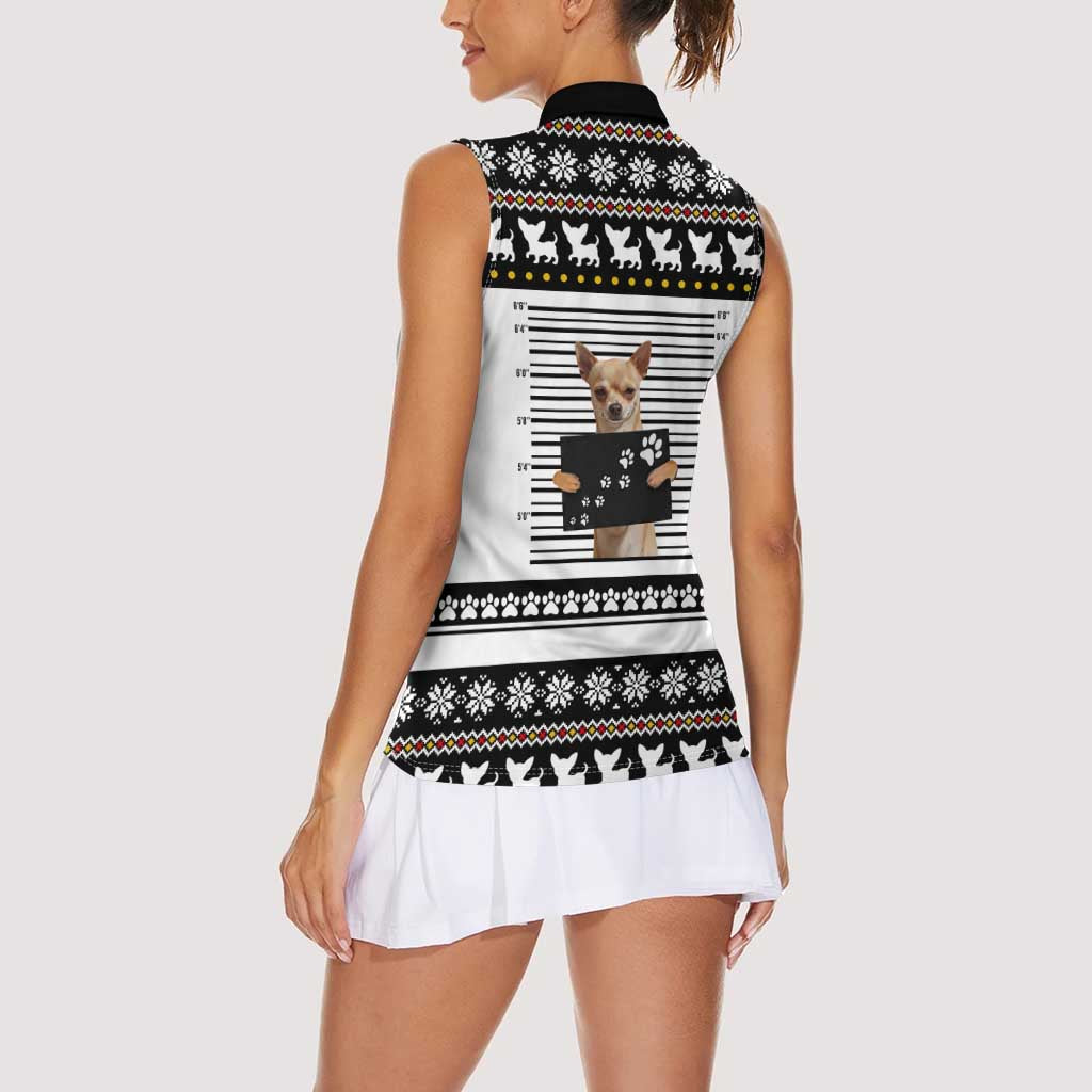 Chihuahua Personal Stalker Christmas Women Sleeveless Polo Shirt Xmas Holiday Patterns - Wonder Print Shop