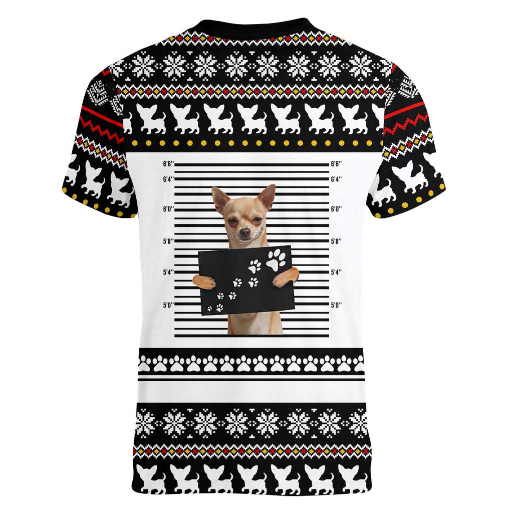 Chihuahua Personal Stalker Christmas Women V-Neck T-Shirt Xmas Holiday Patterns - Wonder Print Shop