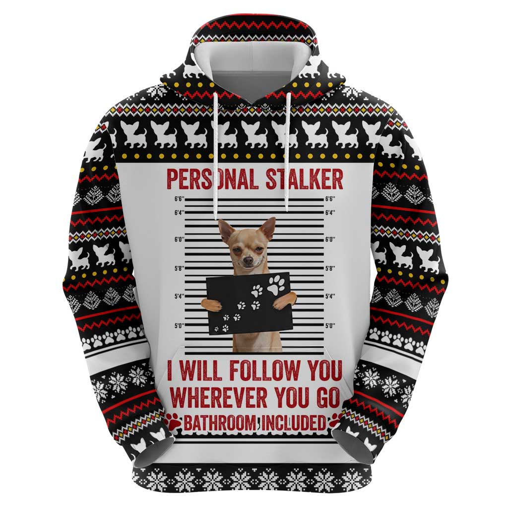 Chihuahua Personal Stalker Christmas Zip Hoodie Xmas Holiday Patterns - Wonder Print Shop