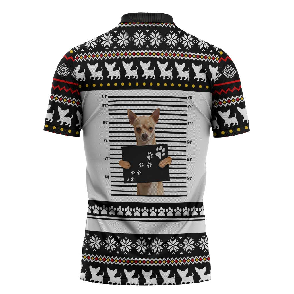 Chihuahua Personal Stalker Christmas Zipper Polo Shirt Xmas Holiday Patterns - Wonder Print Shop