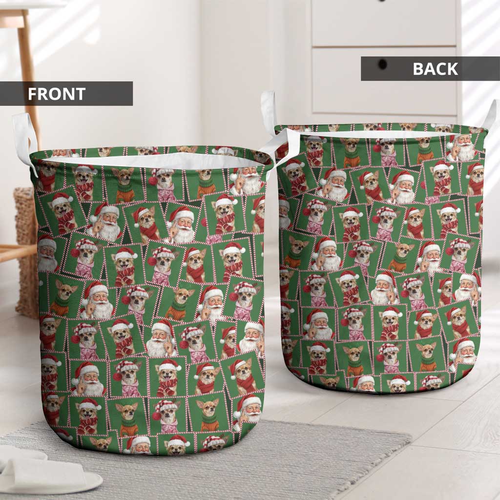Chihuahua Santa Clau Christmas Laundry Basket Xmas Holiday Patterns - Wonder Print Shop