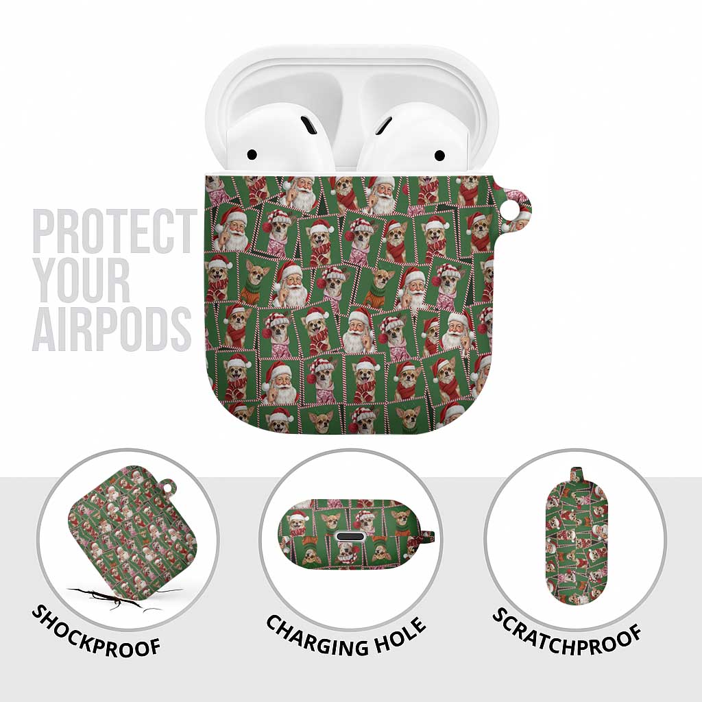 Chihuahua Santa Clau Christmas AirPods Case Xmas Holiday Patterns - Wonder Print Shop