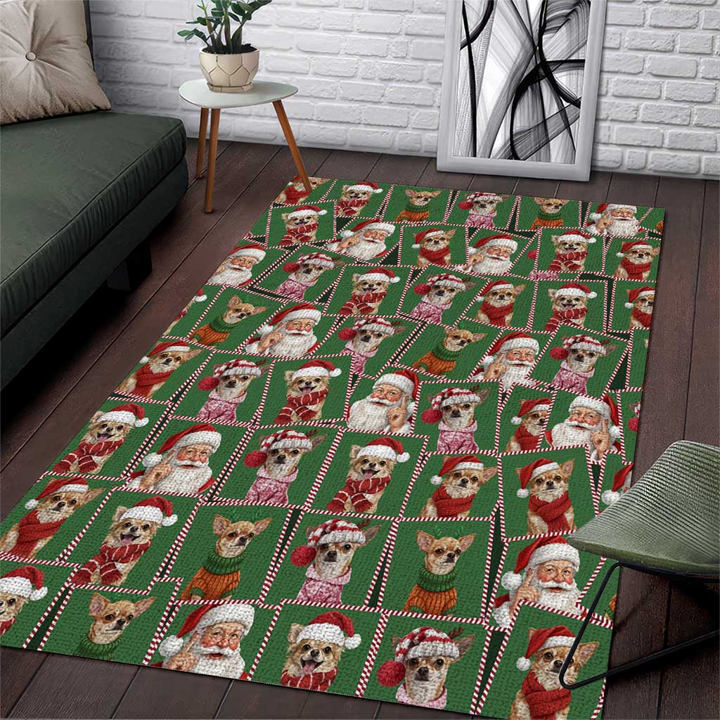 Chihuahua Santa Clau Christmas Area Rug Xmas Holiday Patterns - Wonder Print Shop