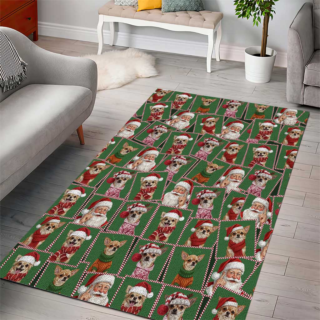 Chihuahua Santa Clau Christmas Area Rug Xmas Holiday Patterns - Wonder Print Shop