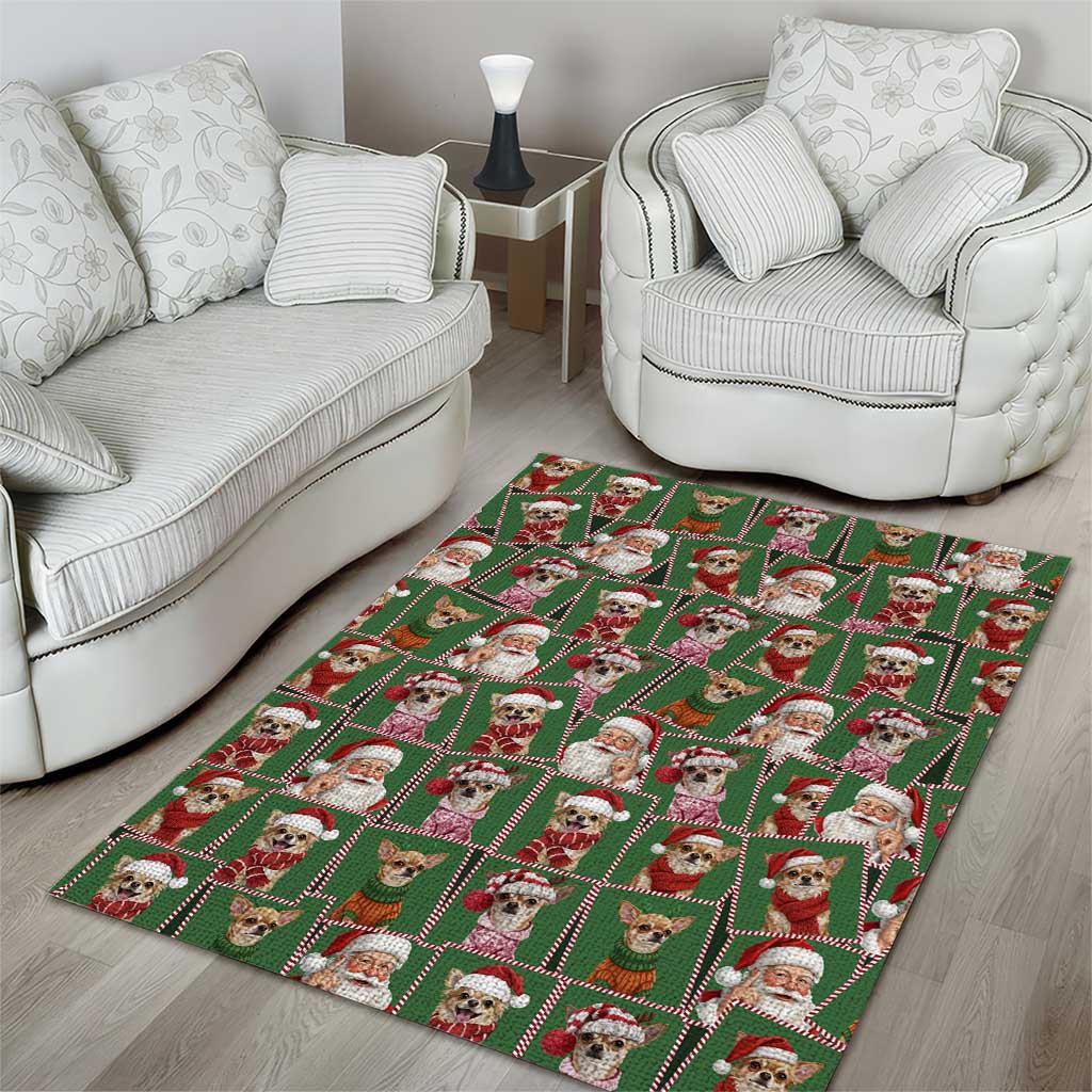 Chihuahua Santa Clau Christmas Area Rug Xmas Holiday Patterns - Wonder Print Shop