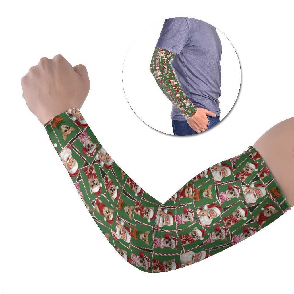 Chihuahua Santa Clau Christmas Arm Sleeves Xmas Holiday Patterns - Wonder Print Shop