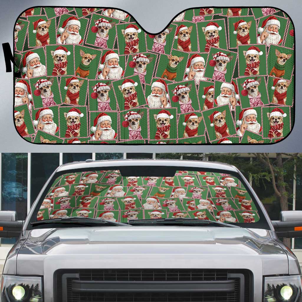 Chihuahua Santa Clau Christmas Auto Sun Shade Xmas Holiday Patterns - Wonder Print Shop