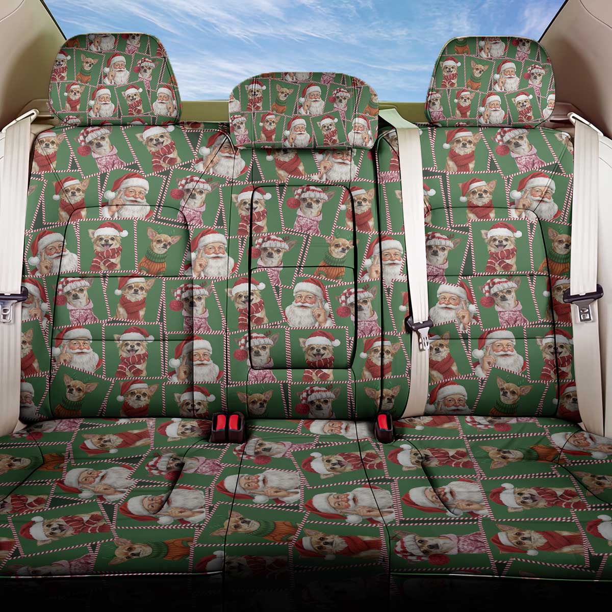 Chihuahua Santa Clau Christmas Back Car Seat Cover Xmas Holiday Patterns - Wonder Print Shop