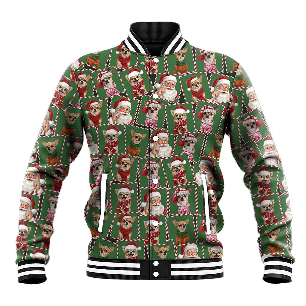 Chihuahua Santa Clau Christmas Baseball Jacket Xmas Holiday Patterns - Wonder Print Shop