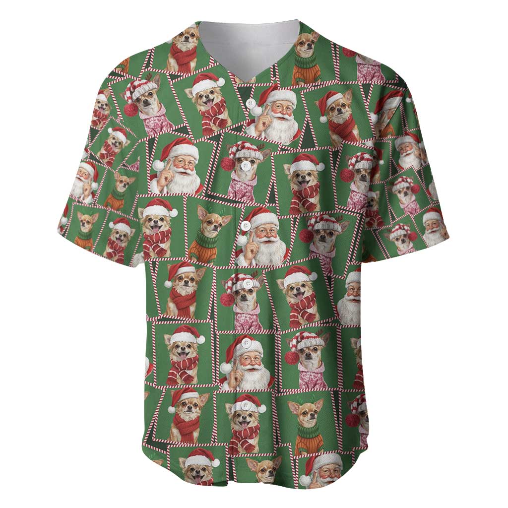Chihuahua Santa Clau Christmas Baseball Jersey Xmas Holiday Patterns - Wonder Print Shop