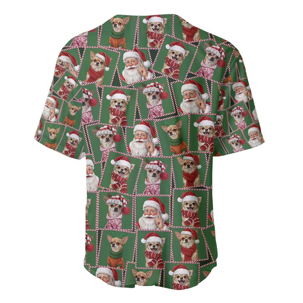 Chihuahua Santa Clau Christmas Baseball Jersey Xmas Holiday Patterns - Wonder Print Shop