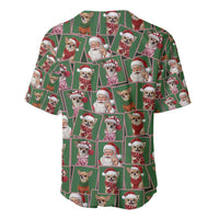 Chihuahua Santa Clau Christmas Baseball Jersey Xmas Holiday Patterns - Wonder Print Shop