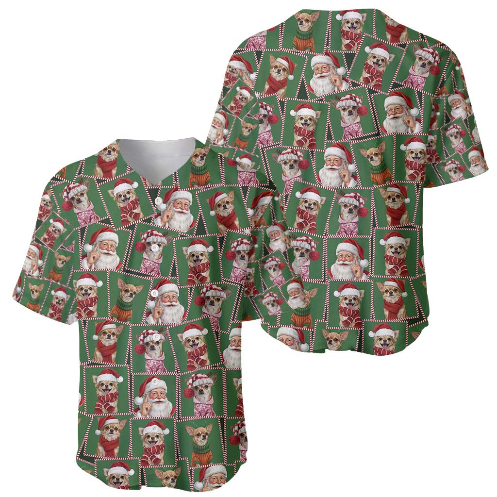 Chihuahua Santa Clau Christmas Baseball Jersey Xmas Holiday Patterns - Wonder Print Shop