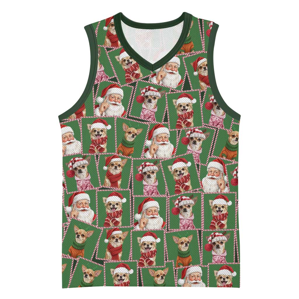 Chihuahua Santa Clau Christmas Basketball Jersey Xmas Holiday Patterns - Wonder Print Shop