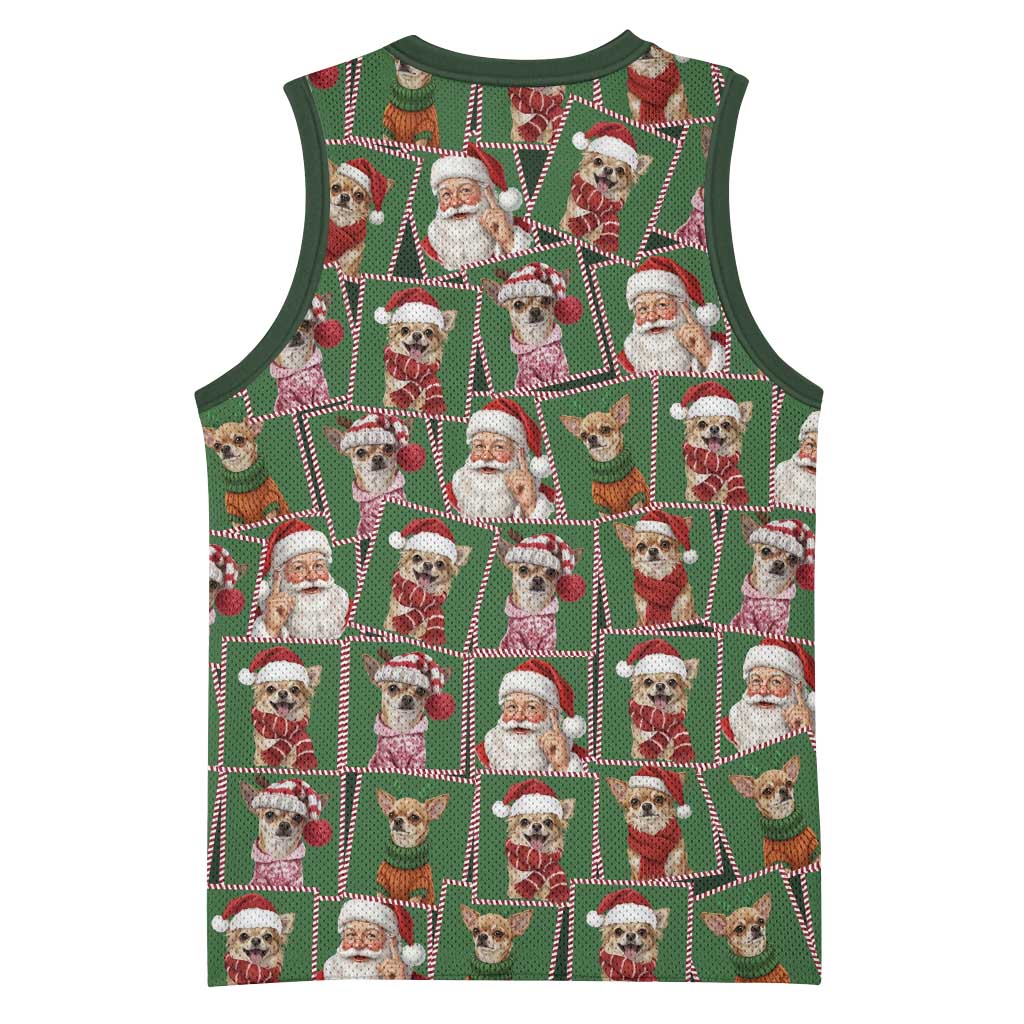 Chihuahua Santa Clau Christmas Basketball Jersey Xmas Holiday Patterns - Wonder Print Shop