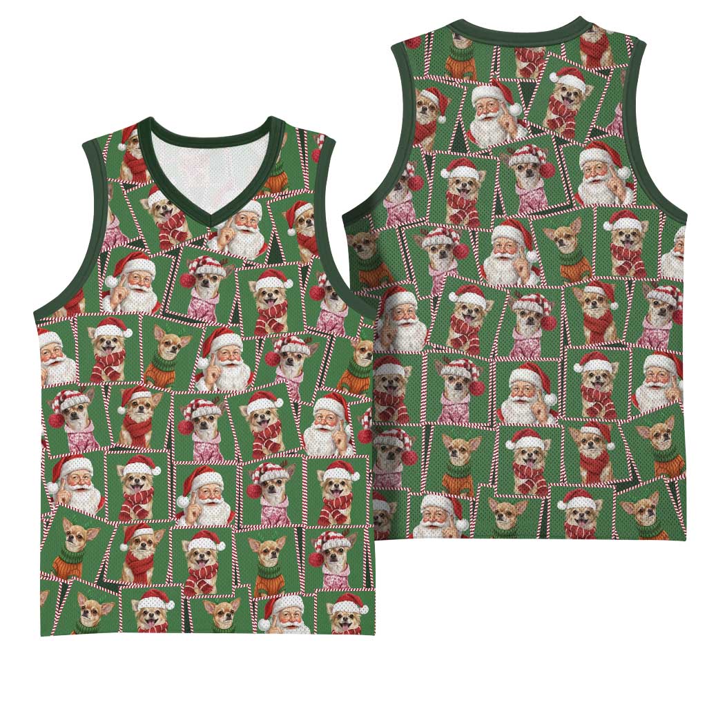 Chihuahua Santa Clau Christmas Basketball Jersey Xmas Holiday Patterns - Wonder Print Shop